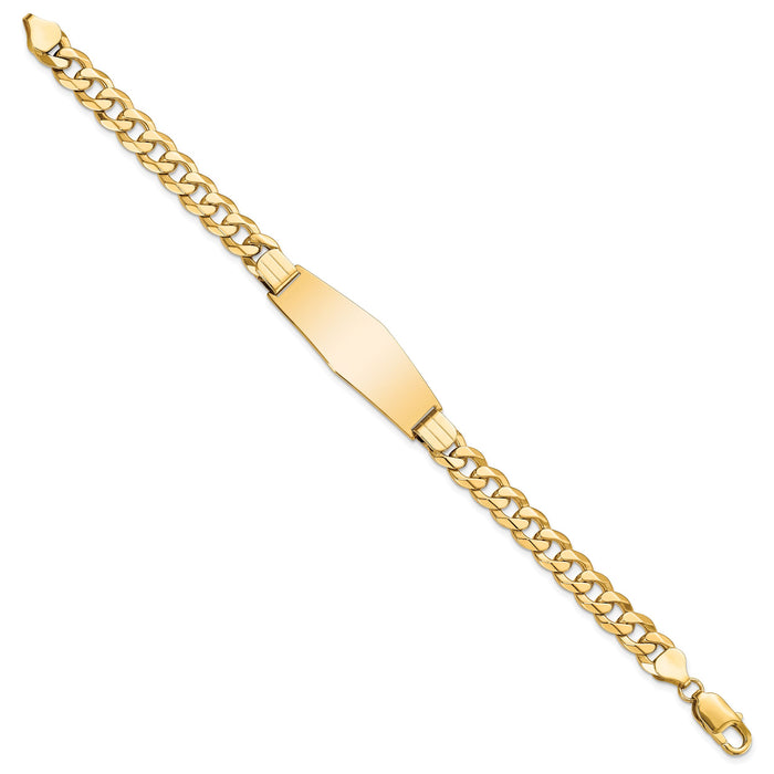 14k Flat Curb Link Soft Diamond Shape ID Bracelet-LID80C-8