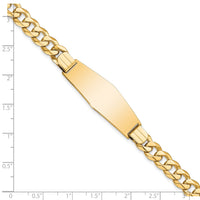 14k Flat Curb Link Soft Diamond Shape ID Bracelet-LID80C-8