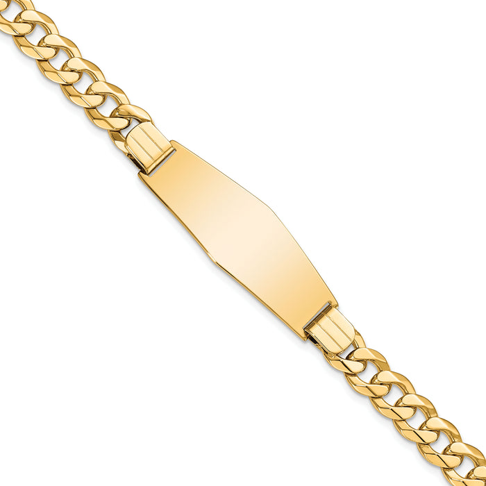 14k Flat Curb Link Soft Diamond Shape ID Bracelet-LID80C-8