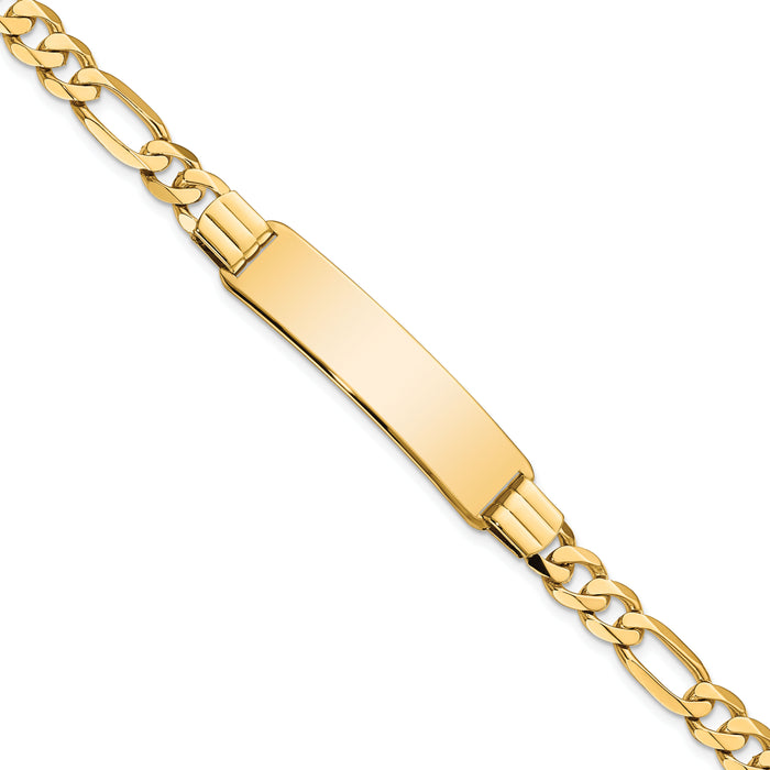 14k Flat Figaro Link ID Bracelet-LID81-8