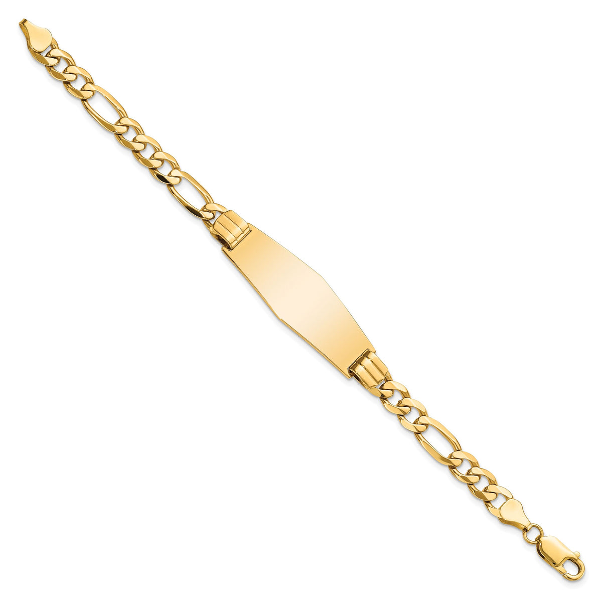 14k Flat Figaro Link Soft Diamond Shape ID Bracelet-LID81C-7
