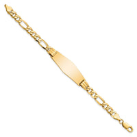 14k Flat Figaro Link Soft Diamond Shape ID Bracelet-LID81C-7
