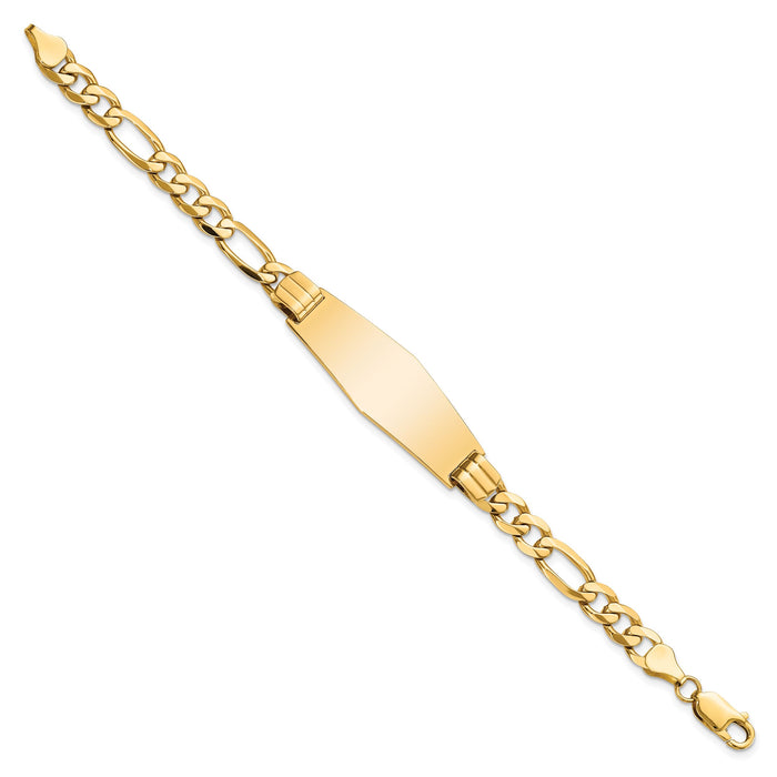 14k Flat Figaro Link Soft Diamond Shape ID Bracelet-LID81C-8