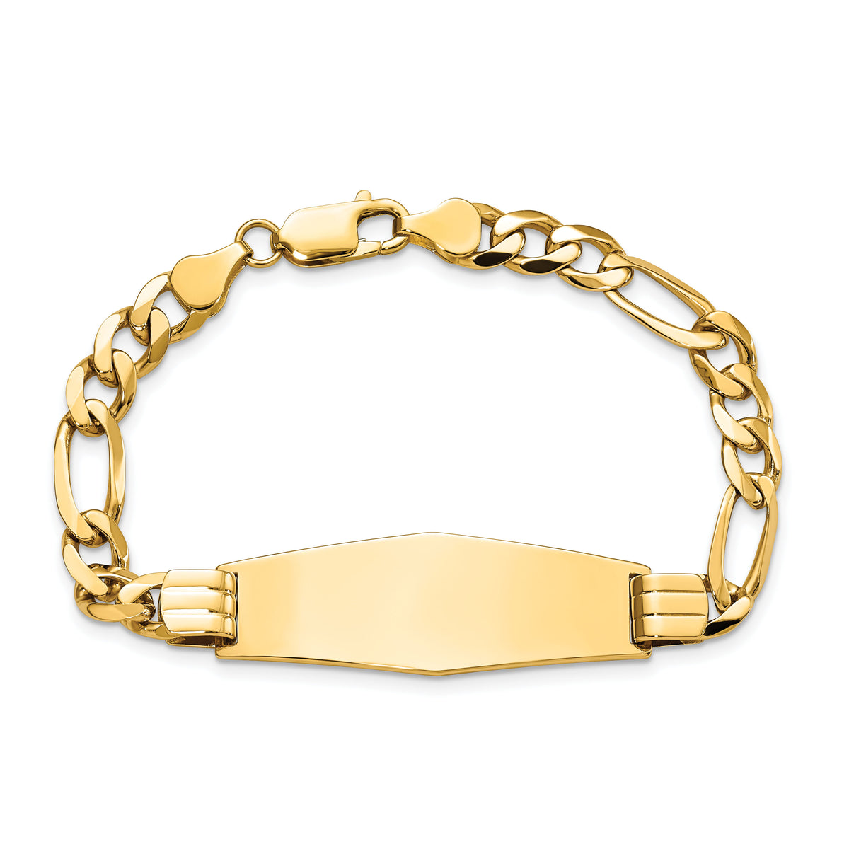 14k Flat Figaro Link Soft Diamond Shape ID Bracelet-LID81C-7