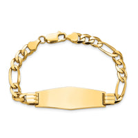 14k Flat Figaro Link Soft Diamond Shape ID Bracelet-LID81C-8