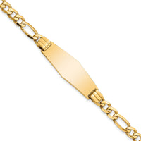 14k Flat Figaro Link Soft Diamond Shape ID Bracelet-LID81C-7