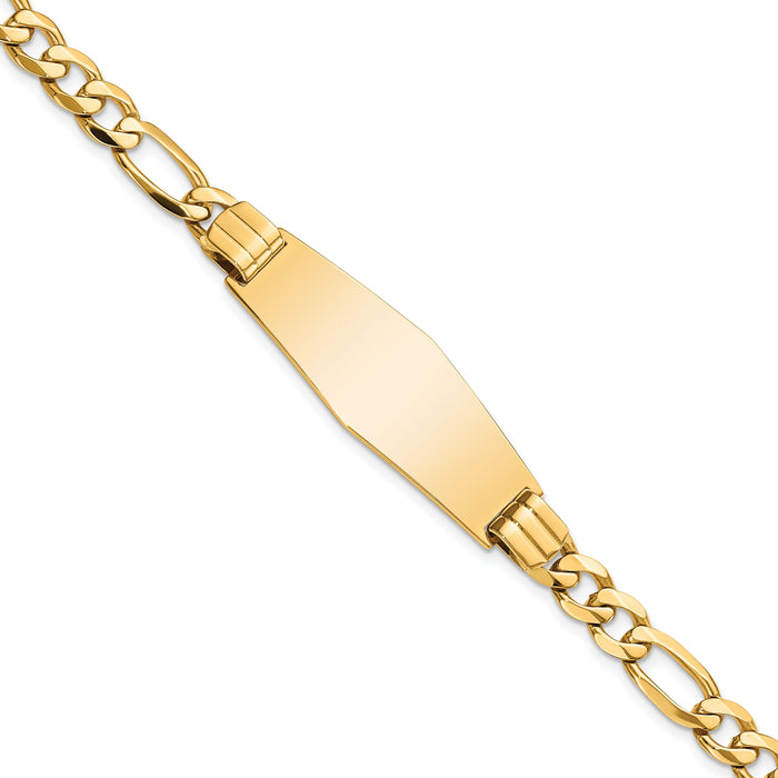 14k Flat Figaro Link Soft Diamond Shape ID Bracelet-LID81C-8