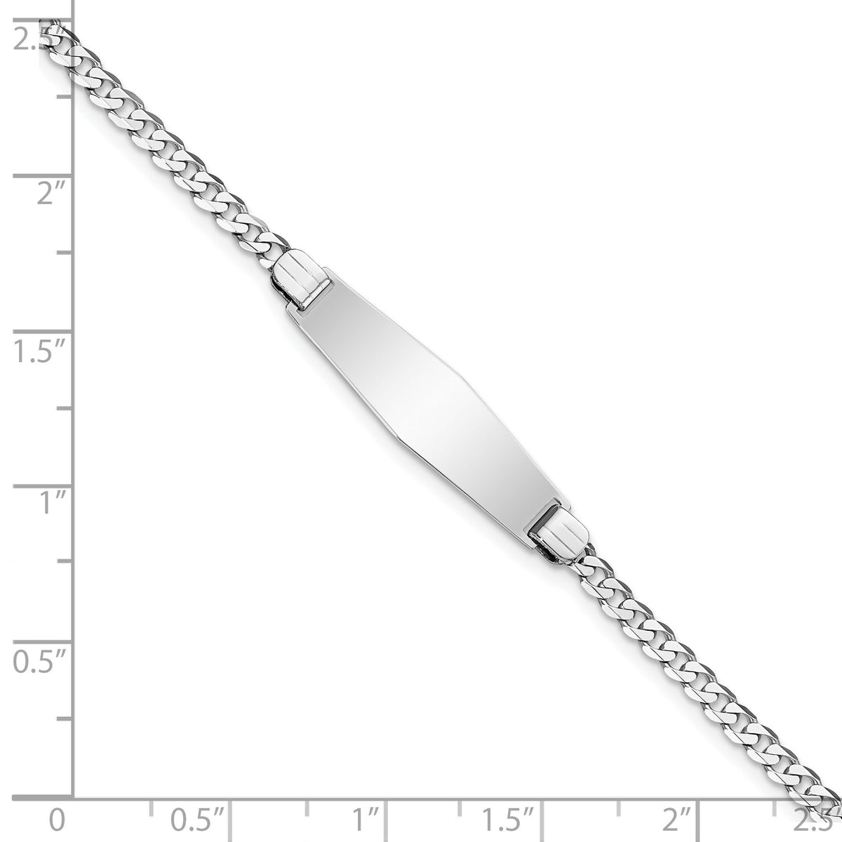 14k WG Flat Curb Link Soft Diamond Shape ID Bracelet-LID83CW-8