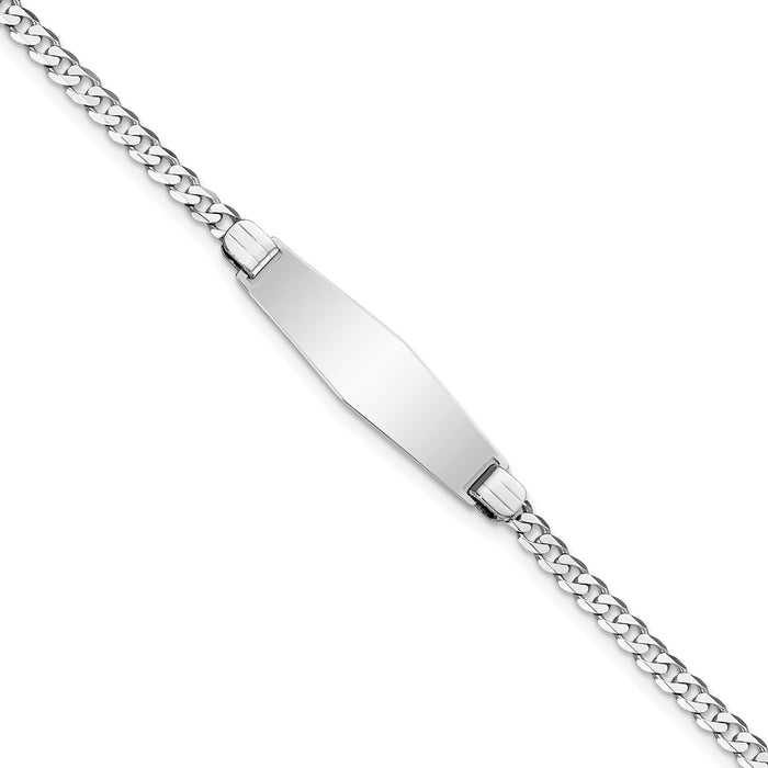 14k WG Flat Curb Link Soft Diamond Shape ID Bracelet-LID83CW-8