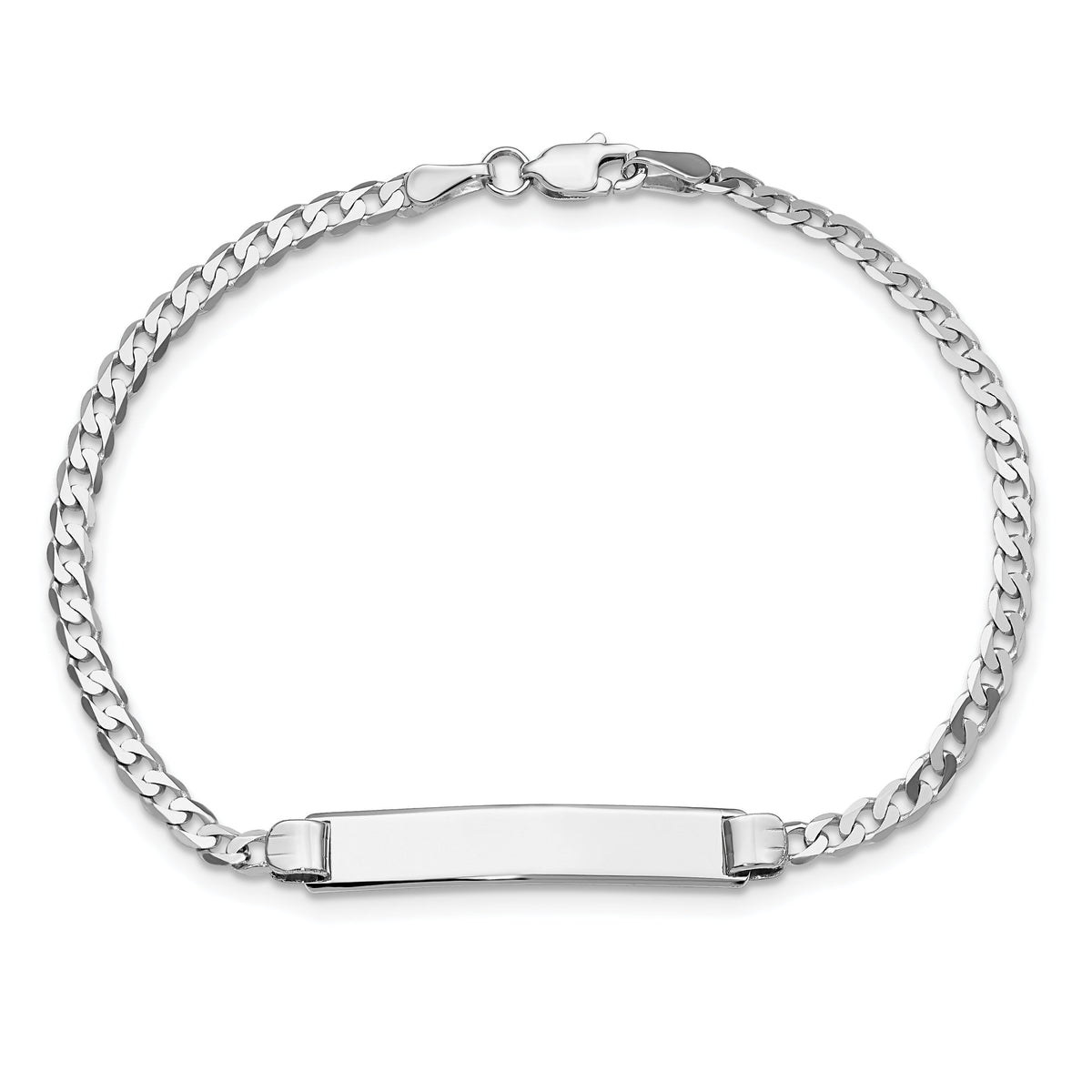 14k WG Flat Curb Link ID Bracelet-LID83W-7