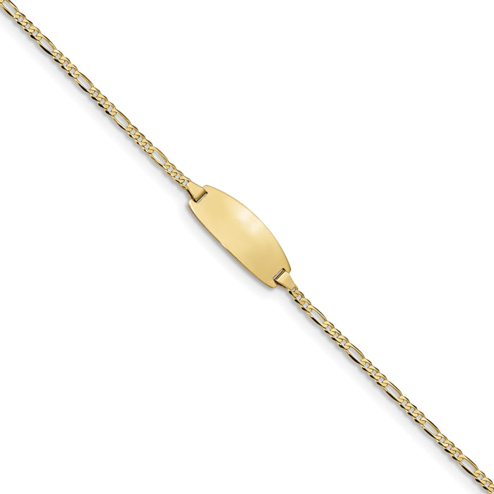 14k Oval Figaro ID Bracelet-LID84-7