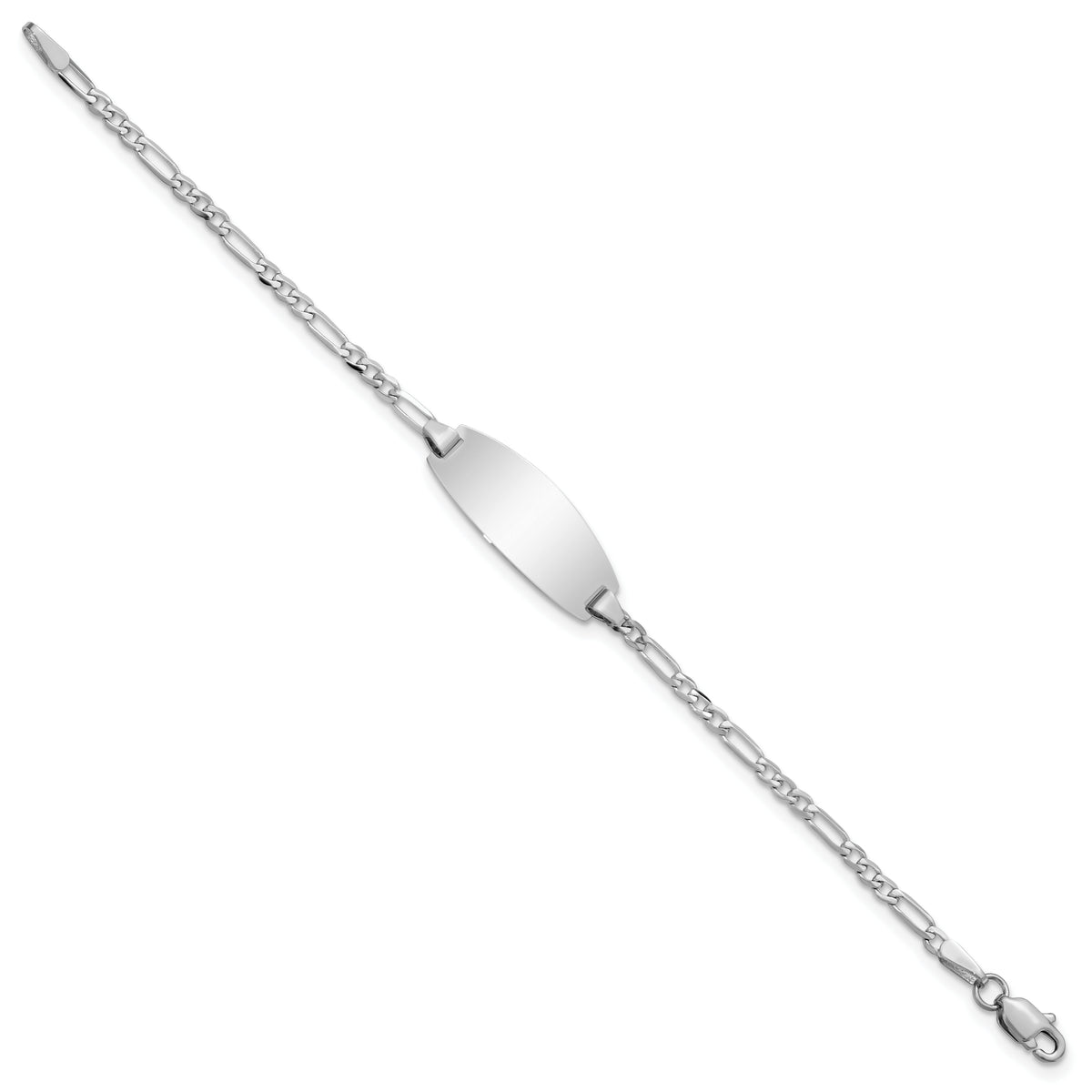 14k White Gold Oval Figaro ID Bracelet-LID84W-5.5