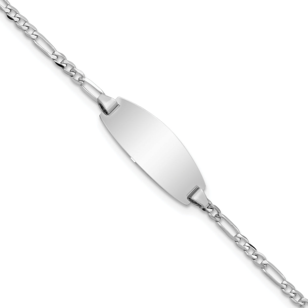14k White Gold Oval Figaro ID Bracelet-LID84W-5.5