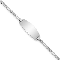14k White Gold Oval Figaro ID Bracelet-LID84W-5.5