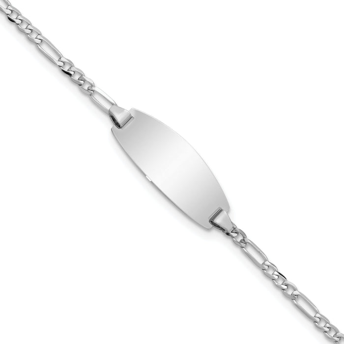 14k White Gold Oval Figaro ID Bracelet-LID84W-5.5