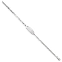 14k White Gold Oval Figaro ID Bracelet-LID84W-6