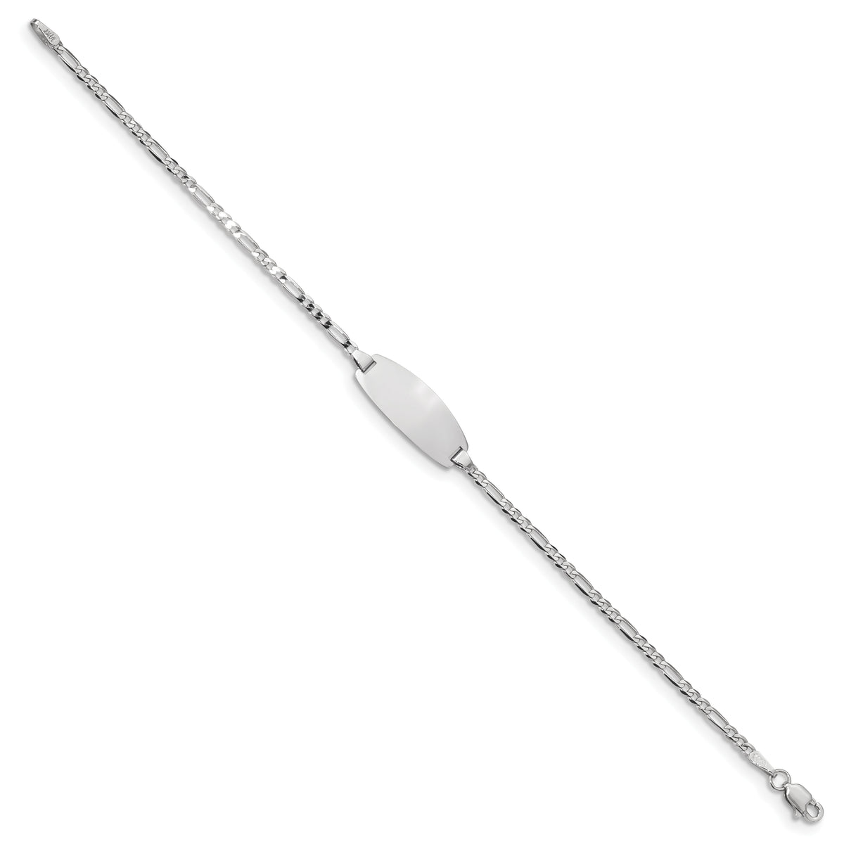 14k White Gold Oval Figaro ID Bracelet-LID84W-7