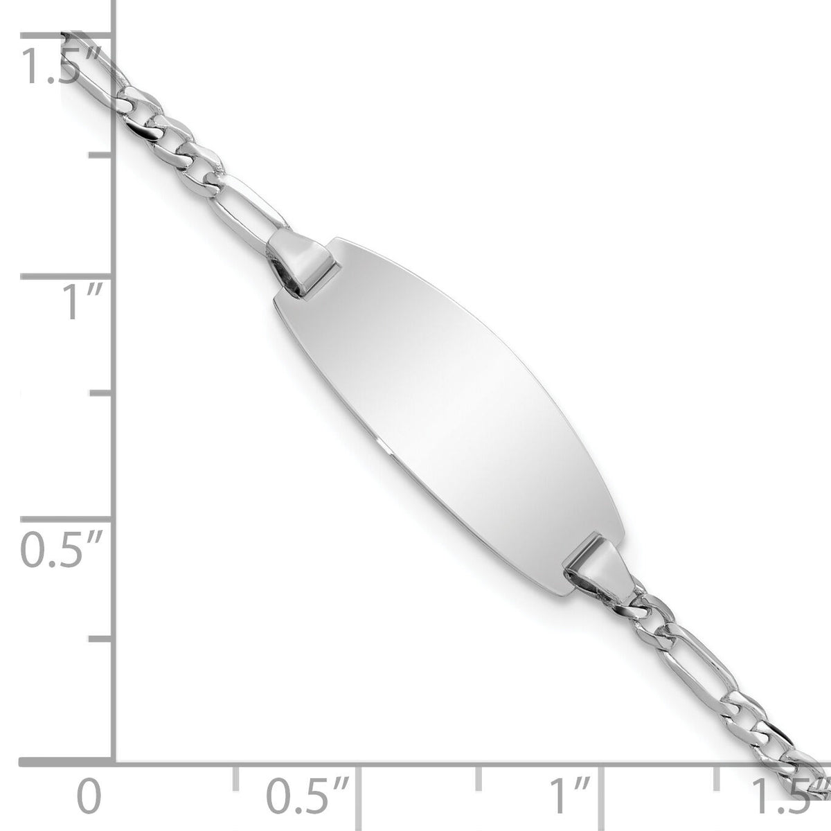 14k White Gold Oval Figaro ID Bracelet-LID84W-6