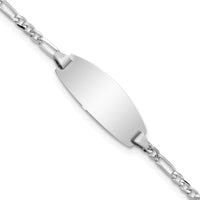 14k White Gold Oval Figaro ID Bracelet-LID84W-7