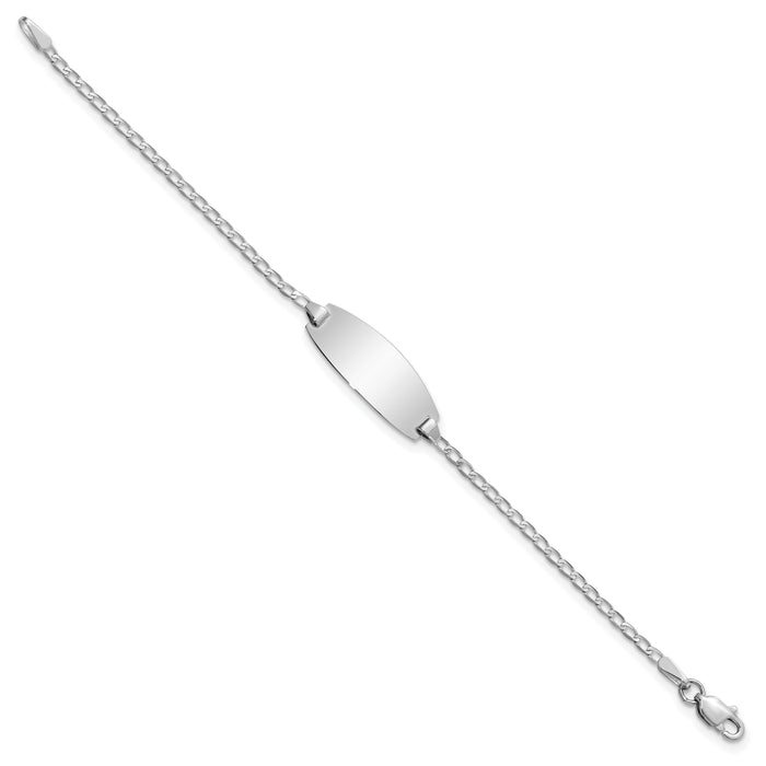 14k White Gold Oval Curb ID Bracelet-LID85W-5.5