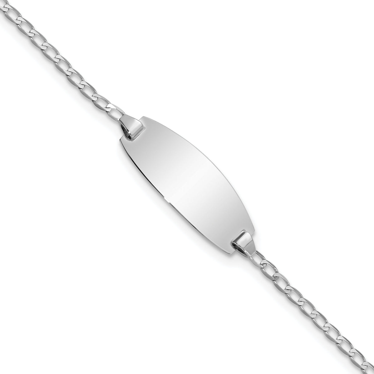 14k White Gold Oval Curb ID Bracelet-LID85W-5.5