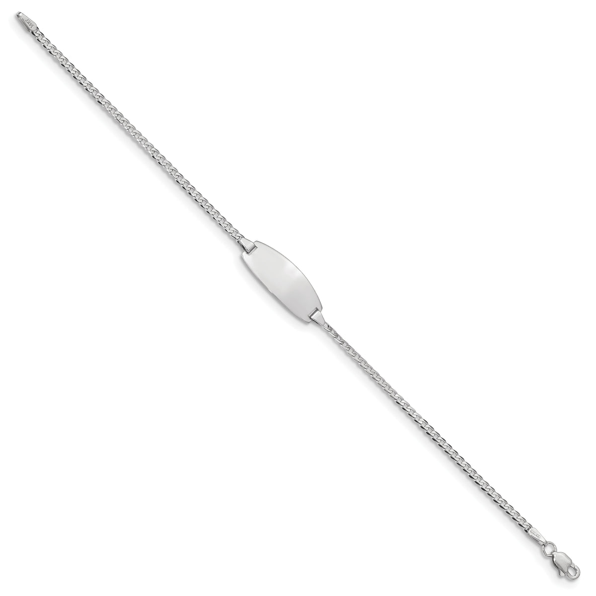 14k White Gold Oval Curb ID Bracelet-LID85W-6