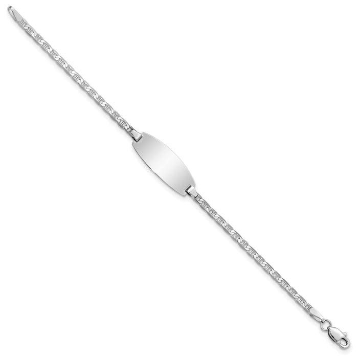 14k White Gold Oval Anchor ID Bracelet-LID86W-5.5