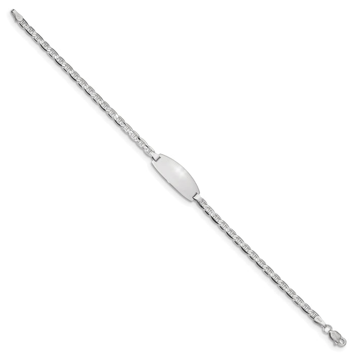 14k White Gold Oval Anchor ID Bracelet-LID86W-6