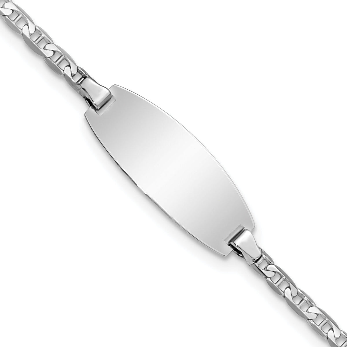14k White Gold Oval Anchor ID Bracelet-LID86W-6