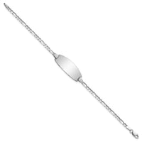 14k White Gold Oval Figaro ID Bracelet-LID87W-7