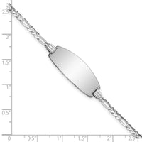 14k White Gold Oval Figaro ID Bracelet-LID87W-7