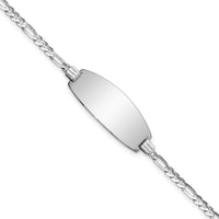 14k White Gold Oval Figaro ID Bracelet-LID87W-7