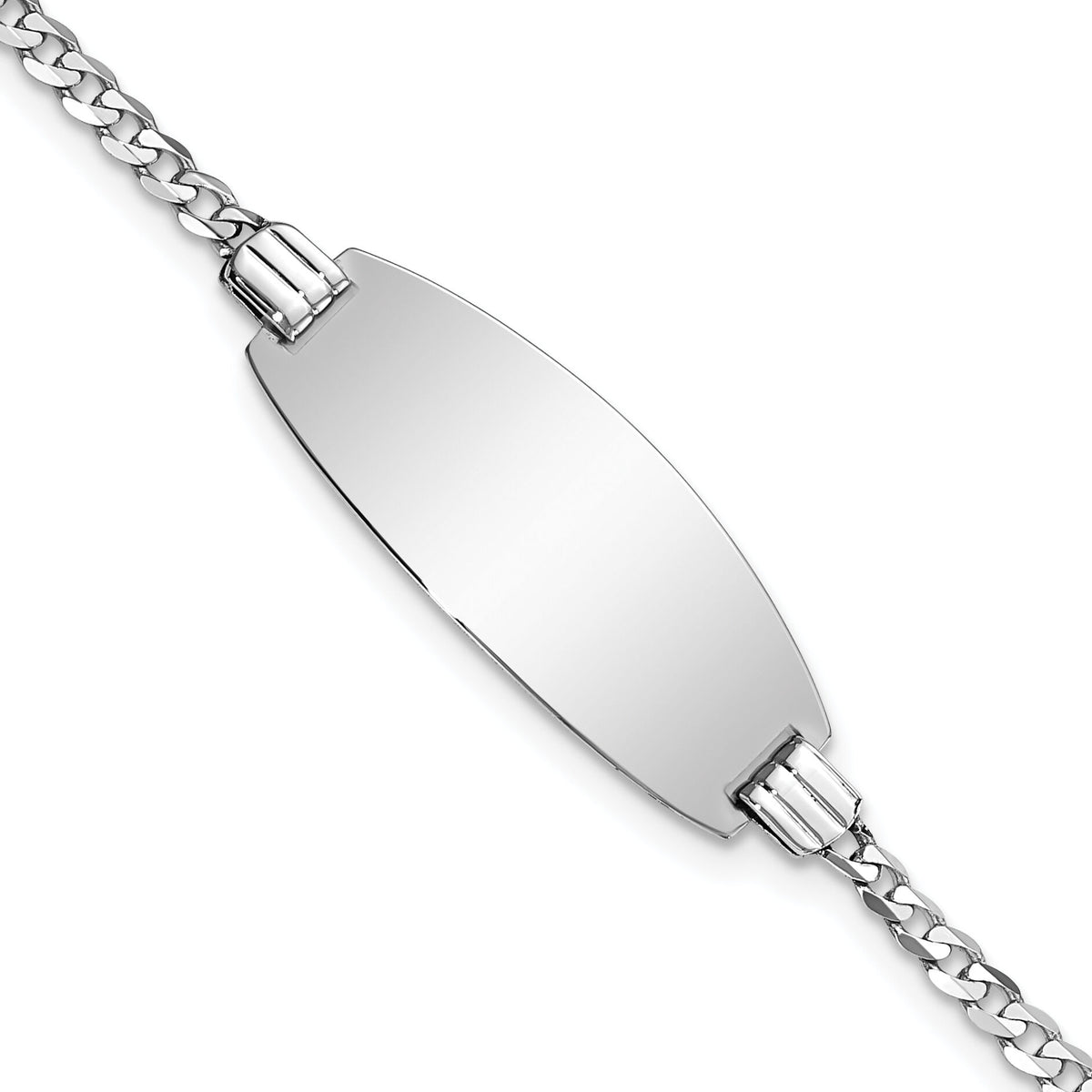14k White Gold Oval Curb ID Bracelet-LID88W-7