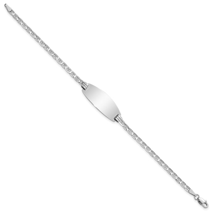 14k White Gold Oval Anchor ID Bracelet-LID89W-7