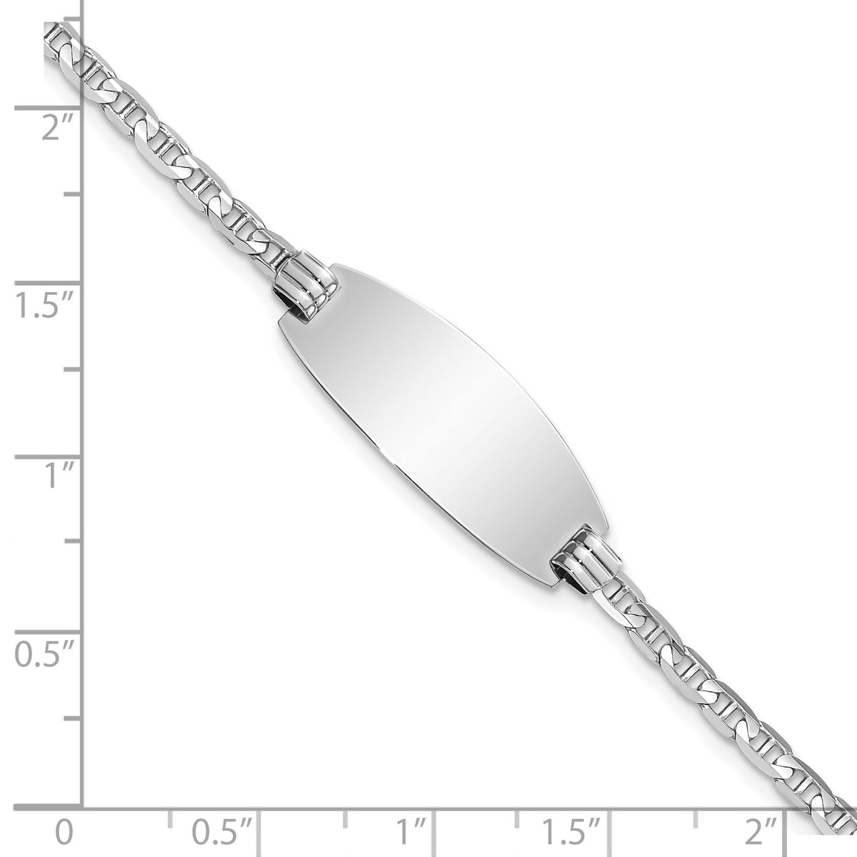 14k White Gold Oval Anchor ID Bracelet-LID89W-7
