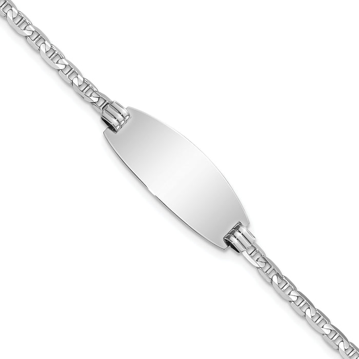 14k White Gold Oval Anchor ID Bracelet-LID89W-7