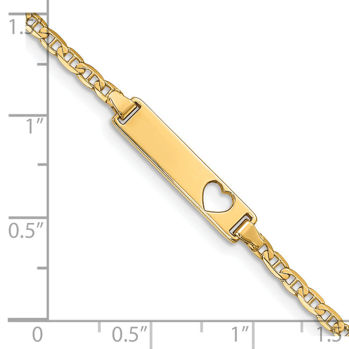 14k Cut-out Heart Anchor Link ID Bracelet-LID9-7