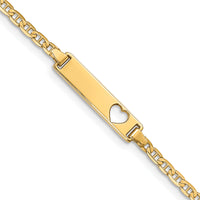 14k Cut-out Heart Anchor Link ID Bracelet-LID9-10