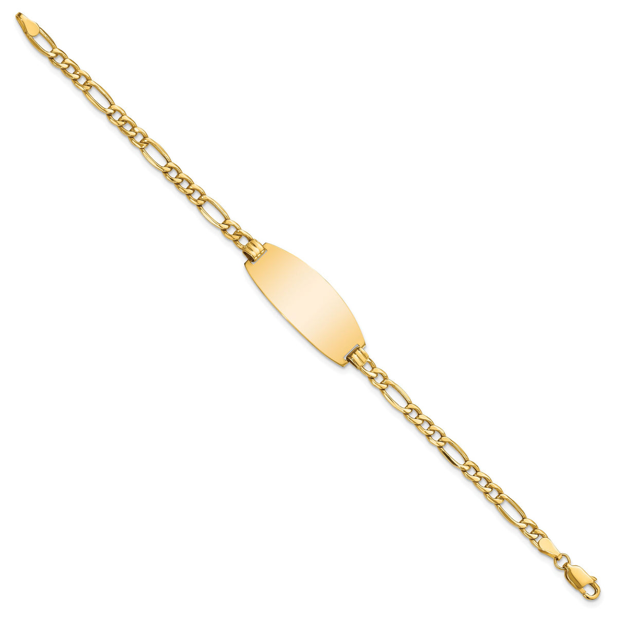 14k Semi-solid Oval Figaro ID Bracelet-LID92-7