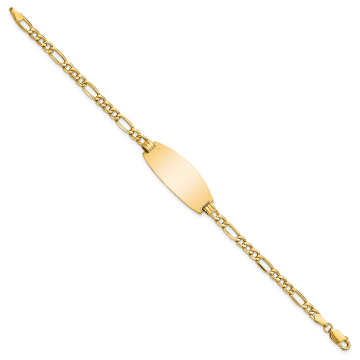 14k Semi-solid Oval Figaro ID Bracelet-LID92-8