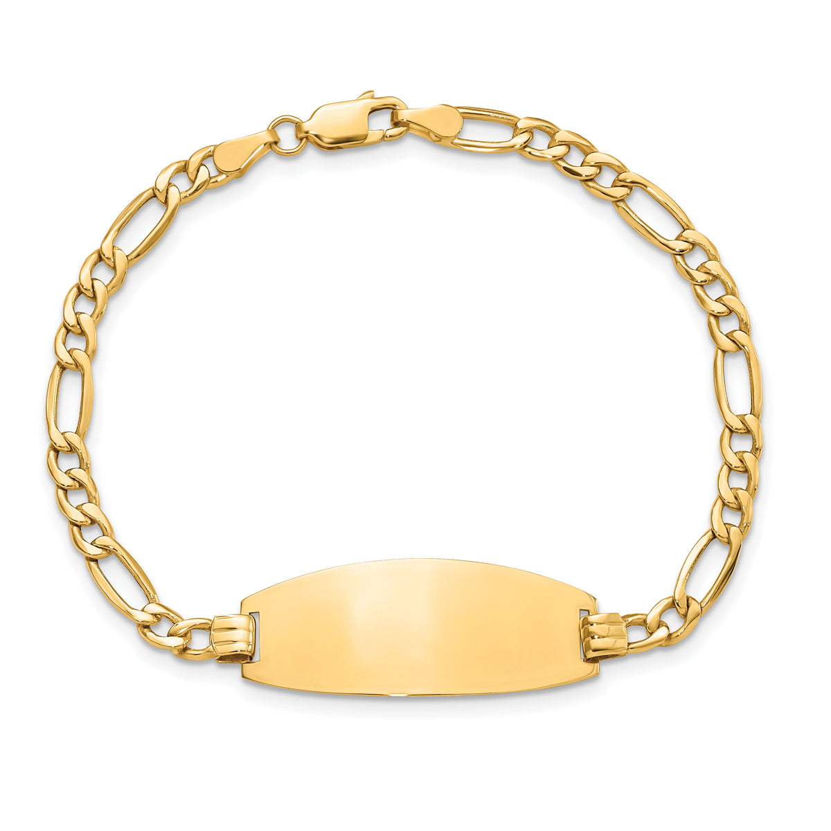 14k Semi-solid Oval Figaro ID Bracelet-LID92-7