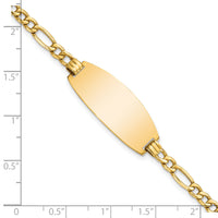 14k Semi-solid Oval Figaro ID Bracelet-LID92-7
