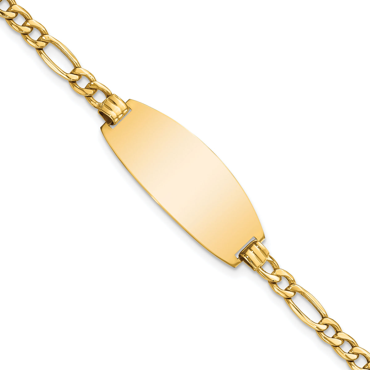 14k Semi-solid Oval Figaro ID Bracelet-LID92-7