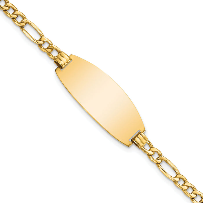 14k Semi-solid Oval Figaro ID Bracelet-LID92-8