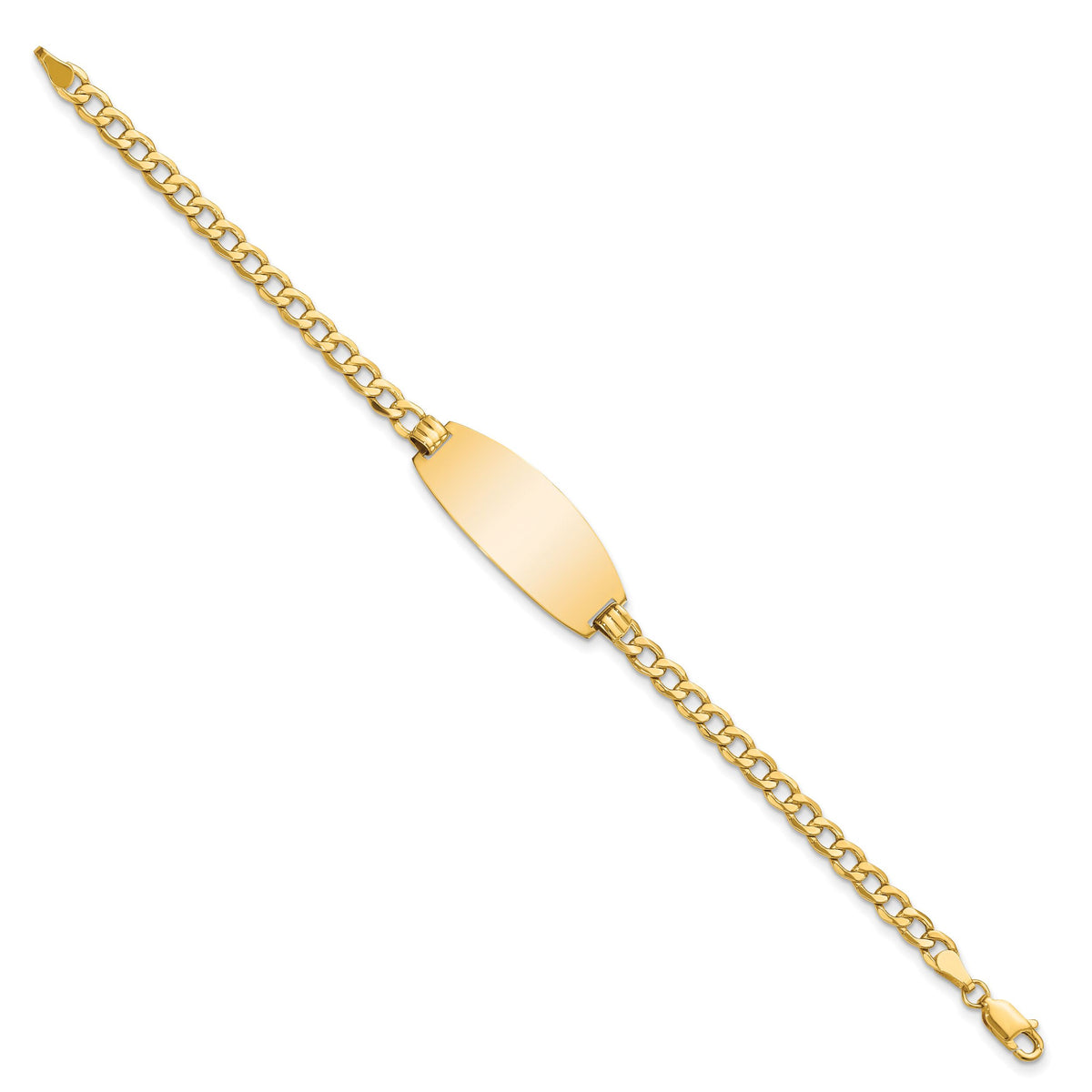 14k Semi-solid Oval Curb ID Bracelet-LID93-8