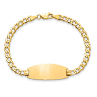 14k Semi-solid Oval Curb ID Bracelet-LID93-8