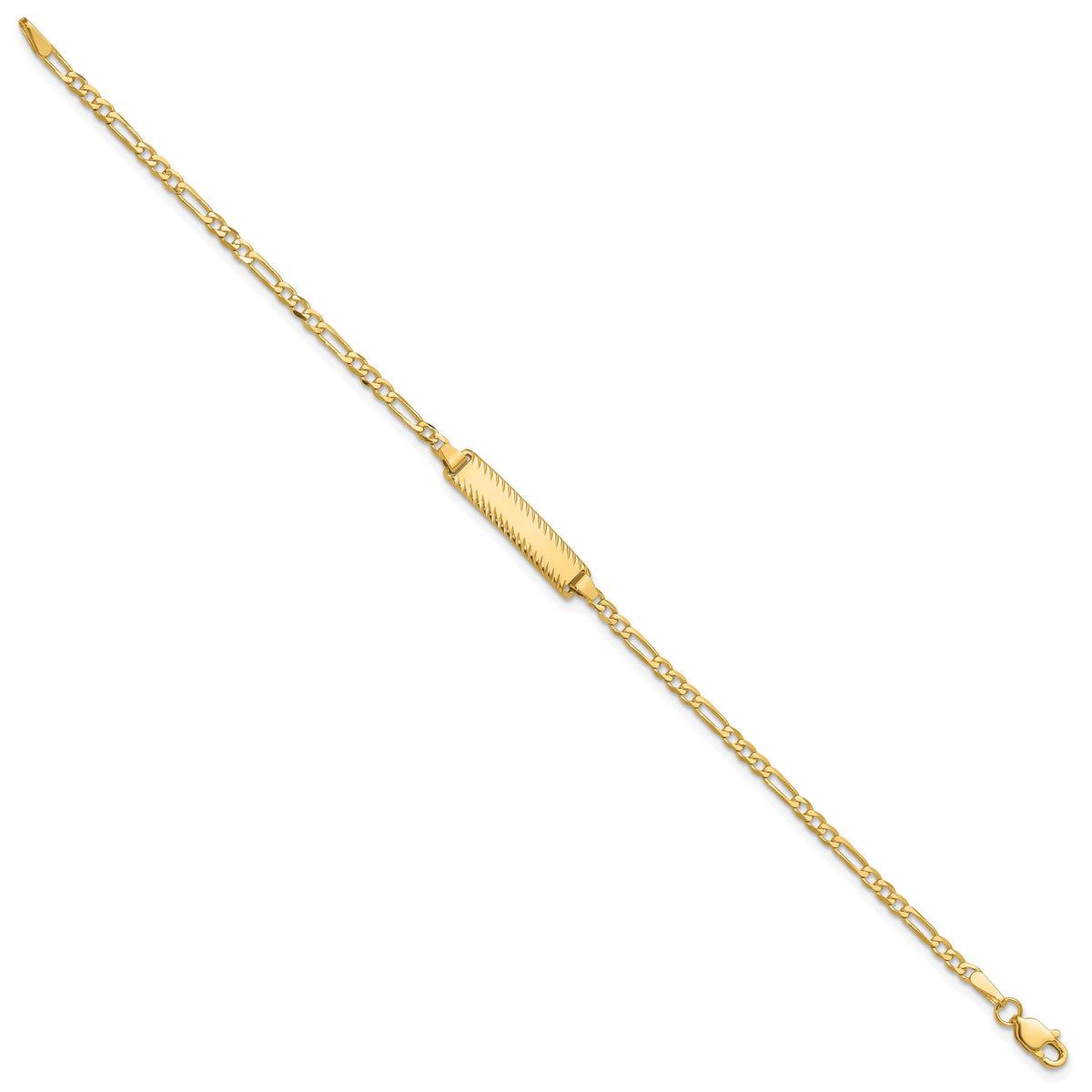 14k Figaro Diamond Cut ID Bracelet-LID94-7
