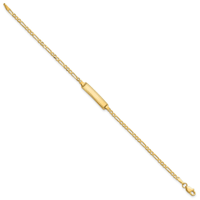 14k Figaro Diamond Cut ID Bracelet-LID94-7