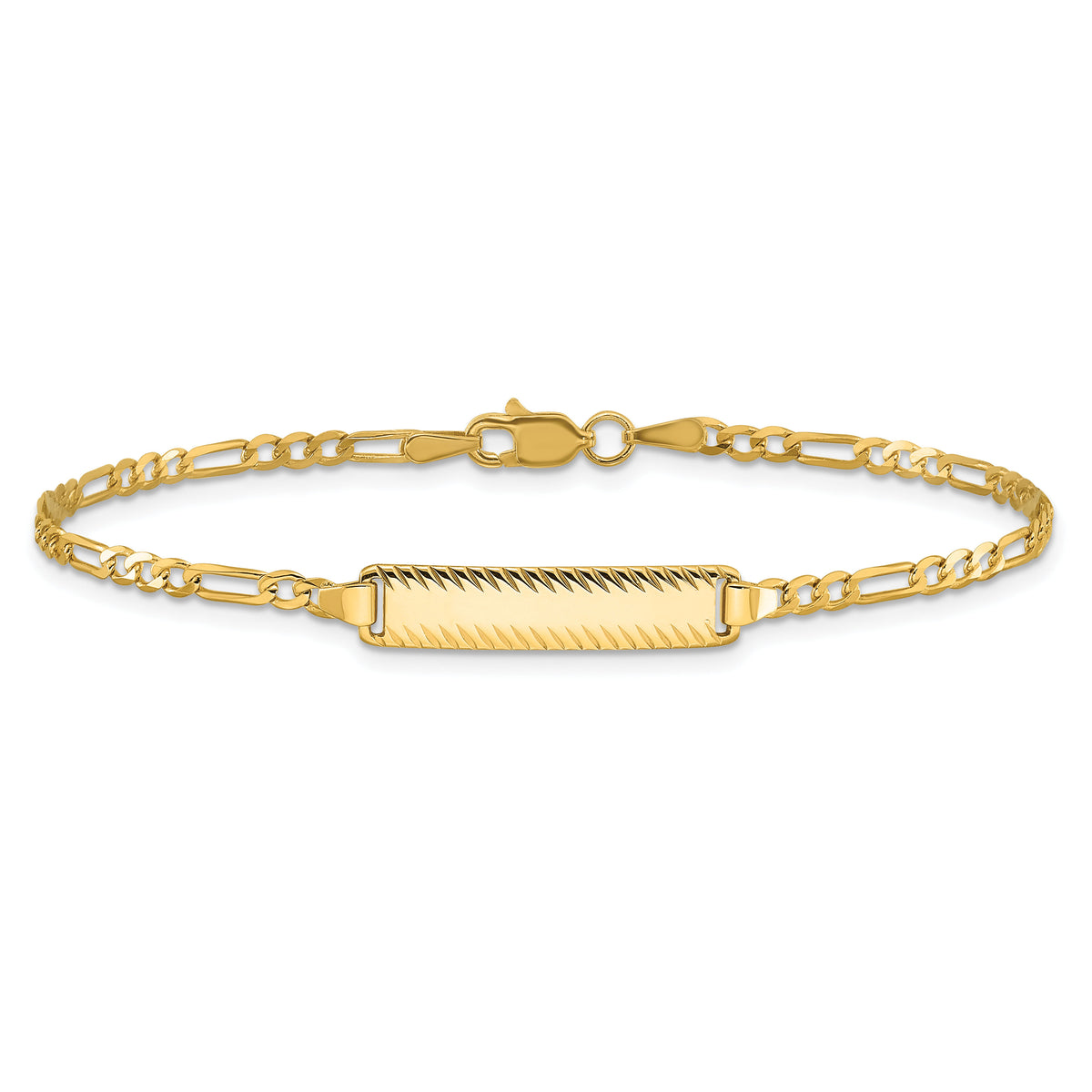 14k Figaro Diamond Cut ID Bracelet-LID94-7