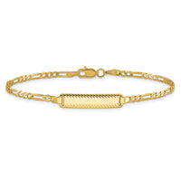 14k Figaro Diamond Cut ID Bracelet-LID94-7